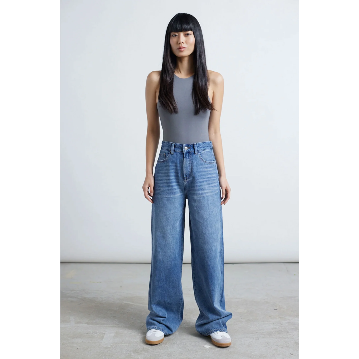 24 COLOURS Pants Mid Blue Denim -80365