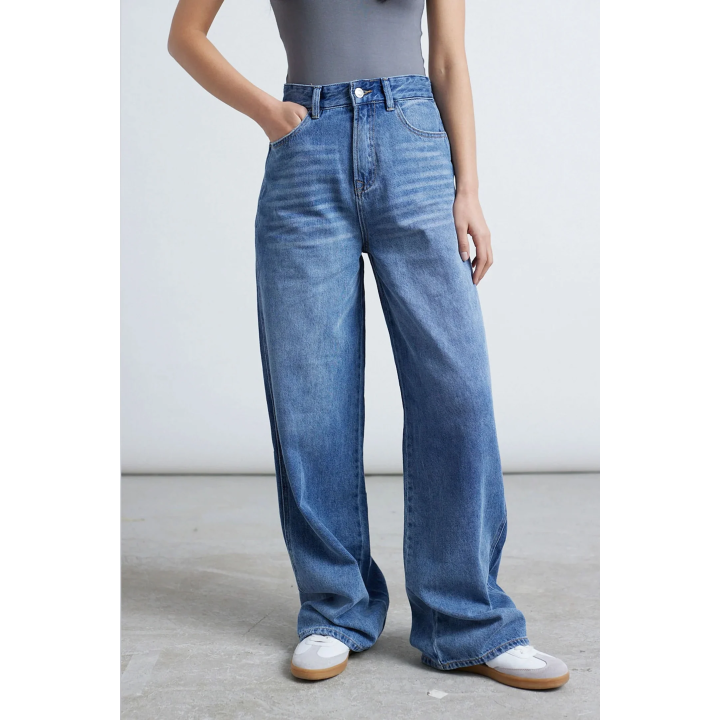 24 COLOURS Pants Mid Blue Denim -80365