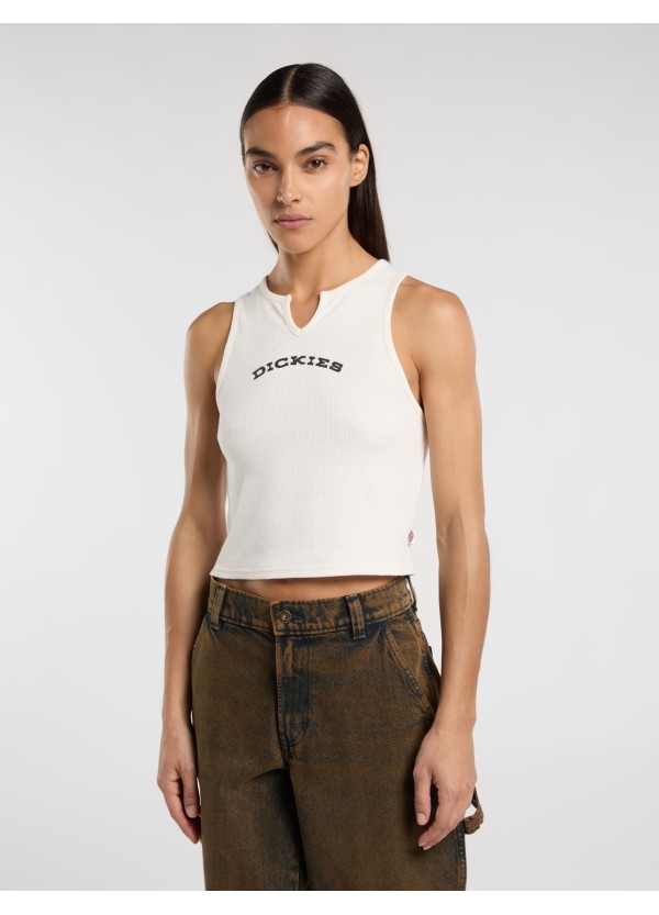 DICKIES V NECK TOP W EGRET- DK0A8677C481