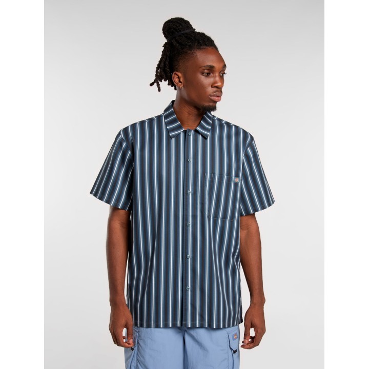 DICKIES SHIRT MULTI STRIPE WORK SS STORMY WEATHER- DK0A87G3G701