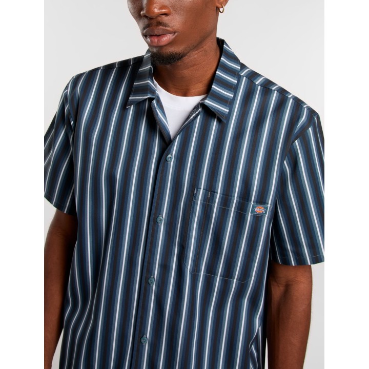 DICKIES SHIRT MULTI STRIPE WORK SS STORMY WEATHER- DK0A87G3G701