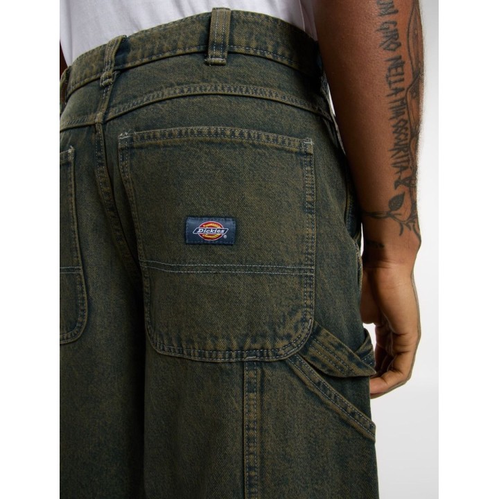 DICKIES SHORTS M LOOSE DENIM PAINTER GREEN TONE FADE - DK0A4ZASK571