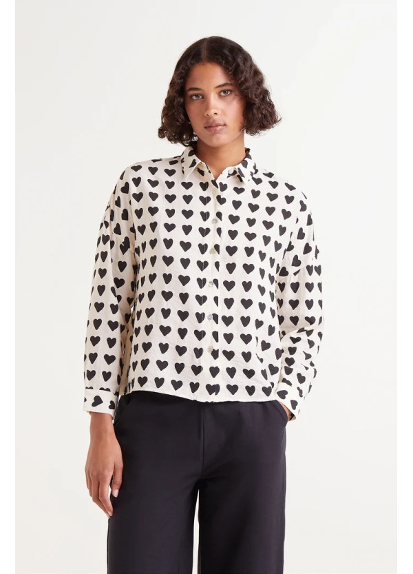 Compania Fantastica Flowy shirt with heart print - 51C/11029