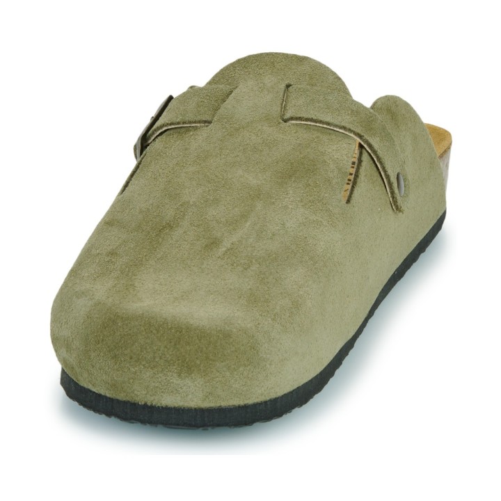 Plakton AFELPADO Light Kaki 717 X Suede Clogs - 171539-light kaki