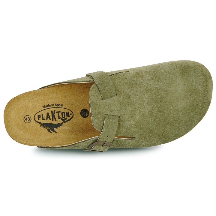 Plakton AFELPADO Light Kaki 717 X Suede Clogs - 171539-light kaki