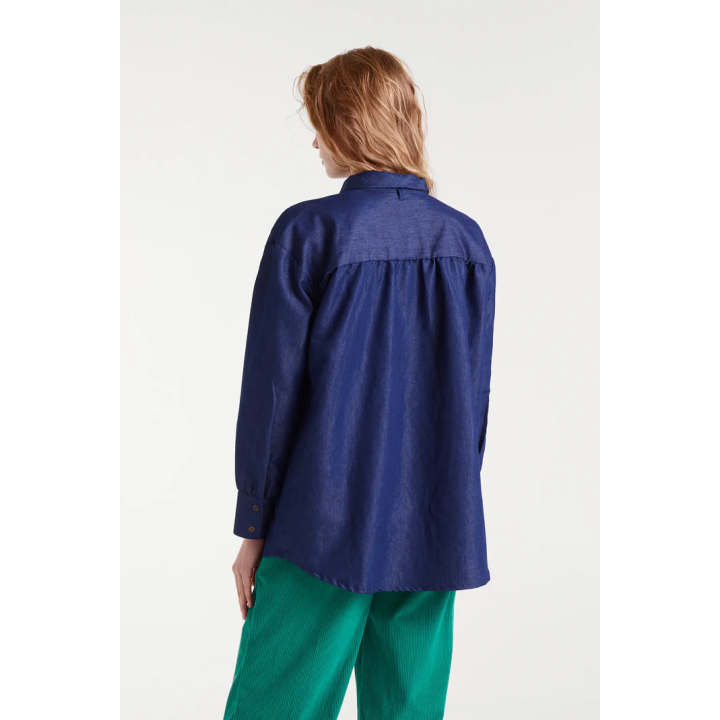 Compania Fantastica shirt Blue chambray lace-up - 53C/40002