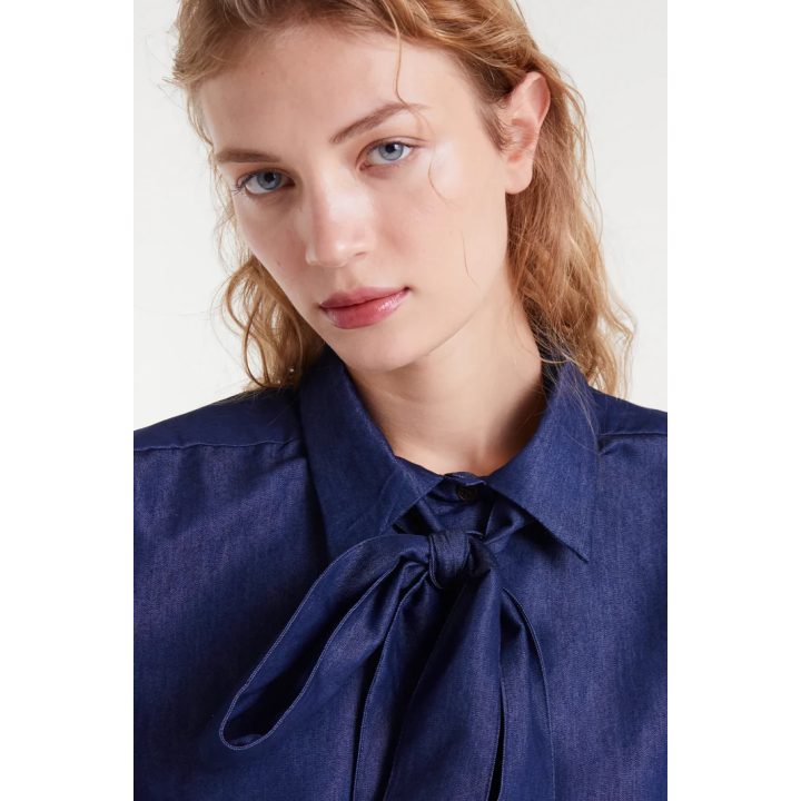 Compania Fantastica shirt Blue chambray lace-up - 53C/40002