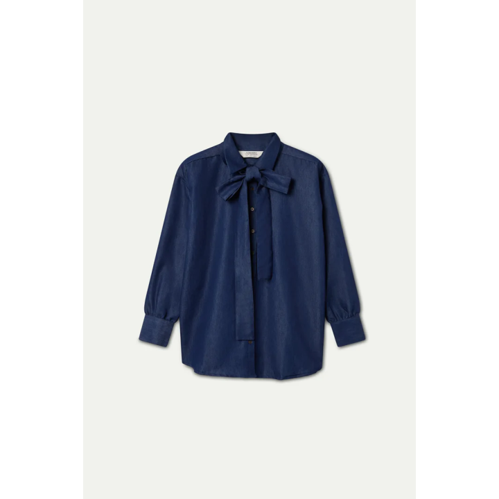 Compania Fantastica shirt Blue chambray lace-up - 53C/40002
