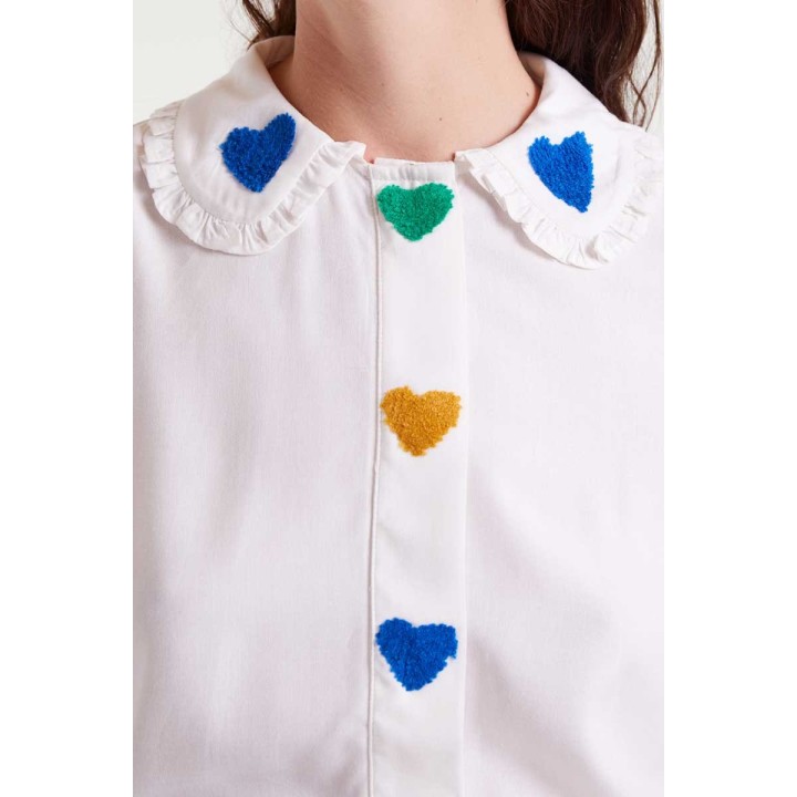 Compania Fantastica shirt White with heart embroidery - 53C/41030