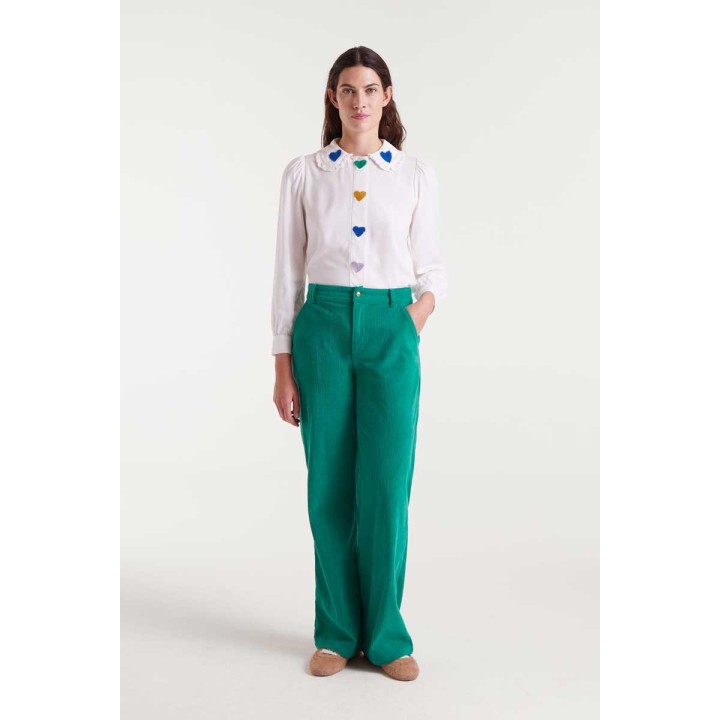 Compania Fantastica shirt White with heart embroidery - 53C/41030