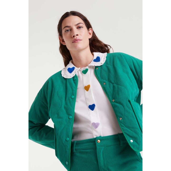 Compania Fantastica shirt White with heart embroidery - 53C/41030