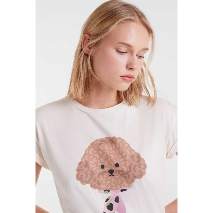Compania Fantastica T-shirt 100% cotton with poodle print - 53C/42010
