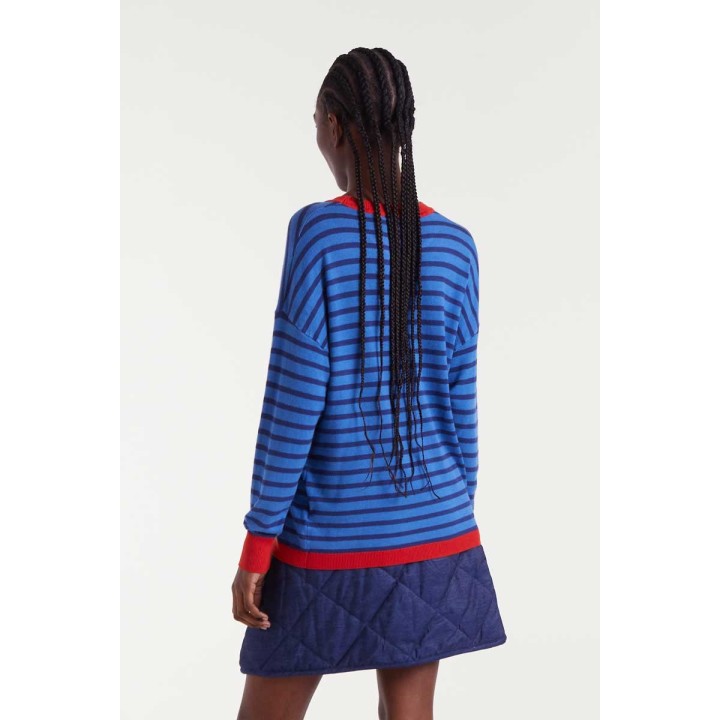 Compania Fantastica sweater Blue striped knit - 53C/10243
