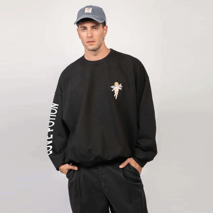 Kaotiko Hoodie Crew Washed Love Potion Black - AR012-01-G002