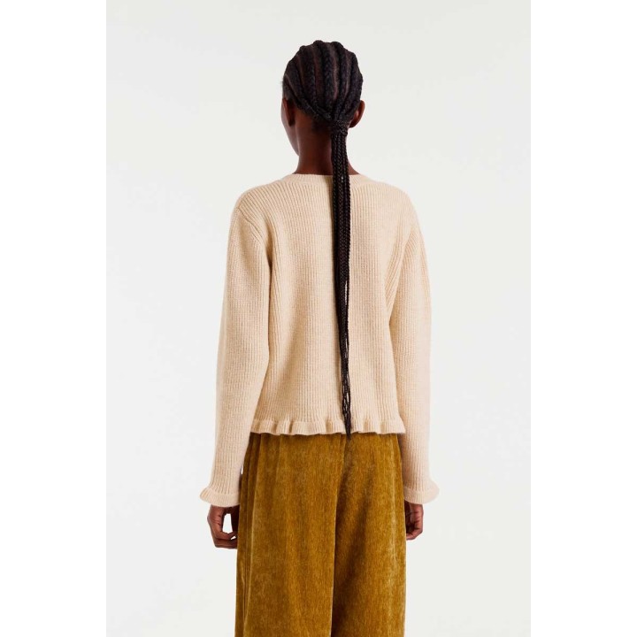 Compania Fantastica cardigan Beige knit with heart detail - 54C/10156
