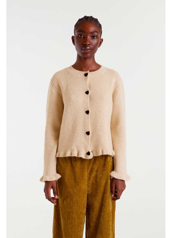 Compania Fantastica cardigan Beige knit with heart detail - 54C/10156