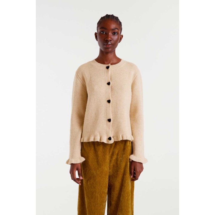 Compania Fantastica cardigan Beige knit with heart detail - 54C/10156