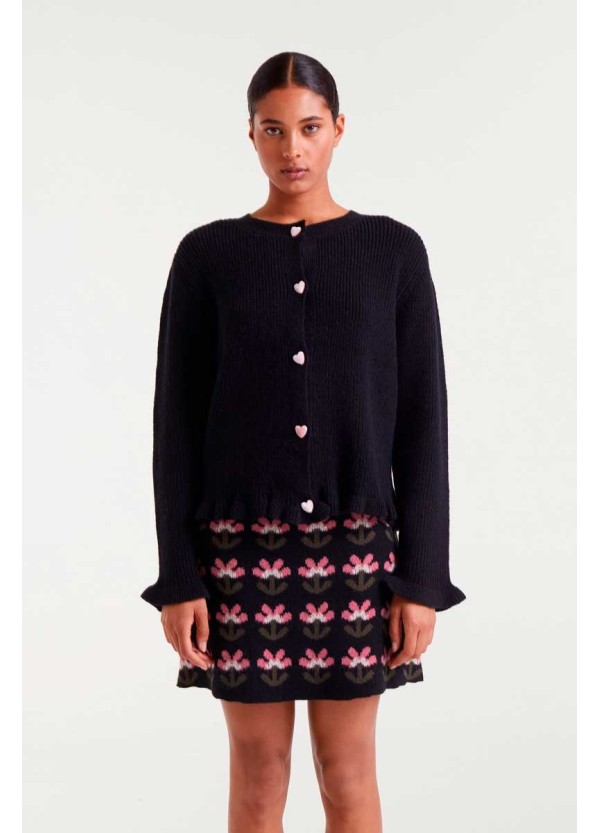 Compania Fantastica cardigan Black knit with heart detail - 54C/10157