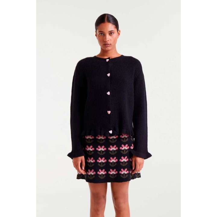 Compania Fantastica cardigan Black knit with heart detail - 54C/10157