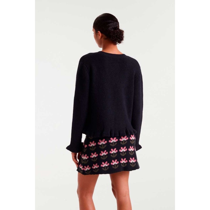 Compania Fantastica cardigan Black knit with heart detail - 54C/10157