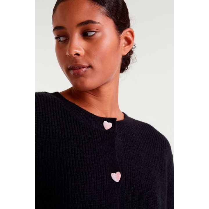 Compania Fantastica cardigan Black knit with heart detail - 54C/10157