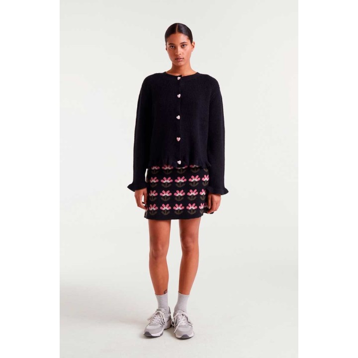 Compania Fantastica cardigan Black knit with heart detail - 54C/10157