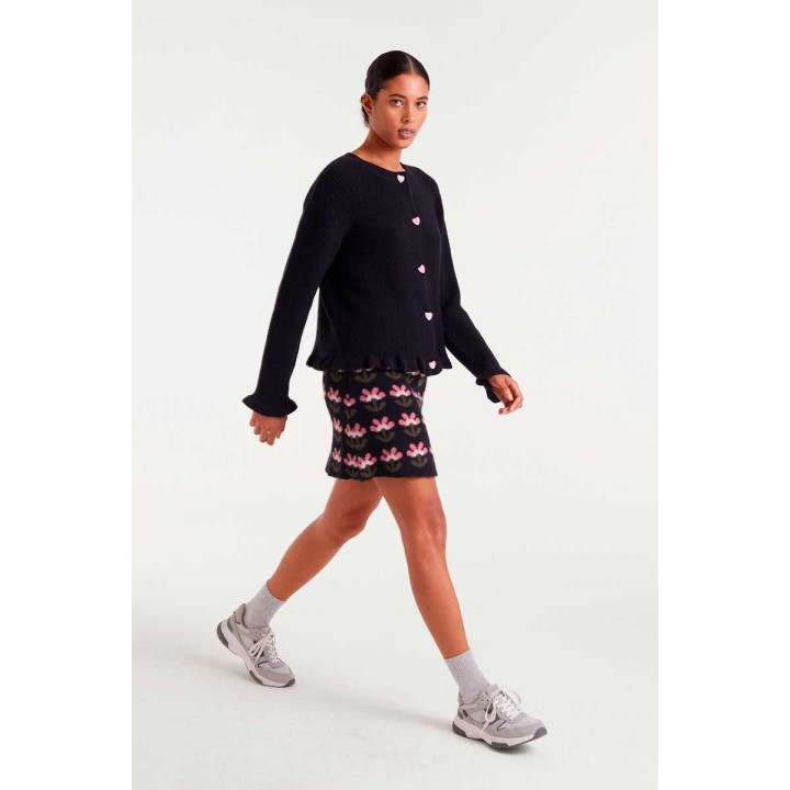 Compania Fantastica cardigan Black knit with heart detail - 54C/10157