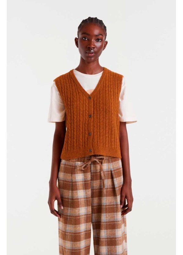 Compania Fantastica vest Brown knitted - 54C/10277