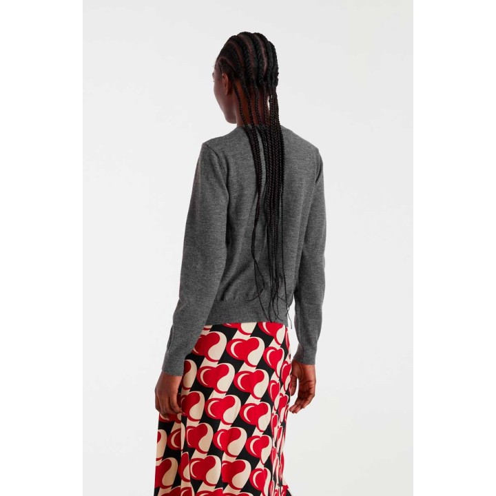 Compania Fantastica cardigan Fine knit with grey floral detail - 54C/10366