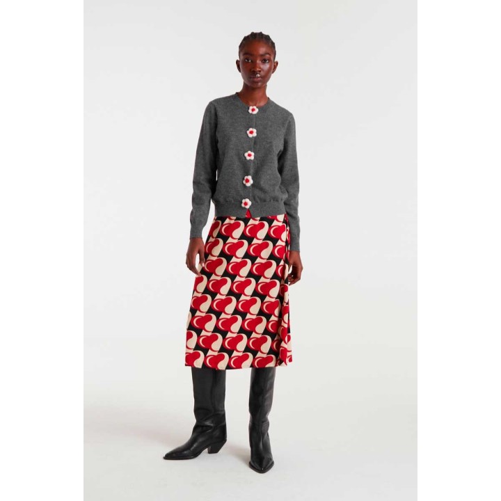 Compania Fantastica cardigan Fine knit with grey floral detail - 54C/10366