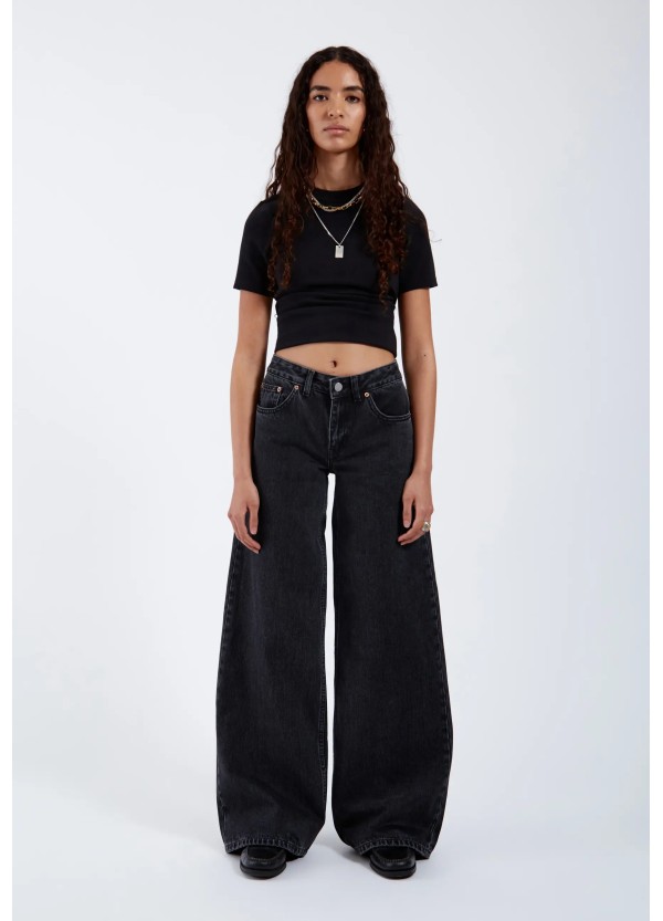 DR DENIM Pants W Rhue Low Wide Retro Black - 2510101 A58 254