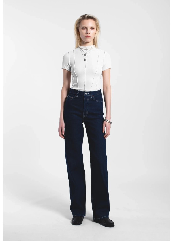 DR DENIM Pants W Echo High Straight Bay Rinse Contrast - 2010108 L52 274