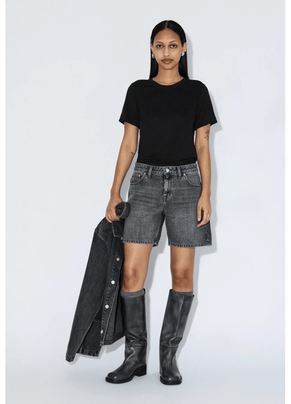 Dr Denim W Shorts Hill Mid Grey - 2430112