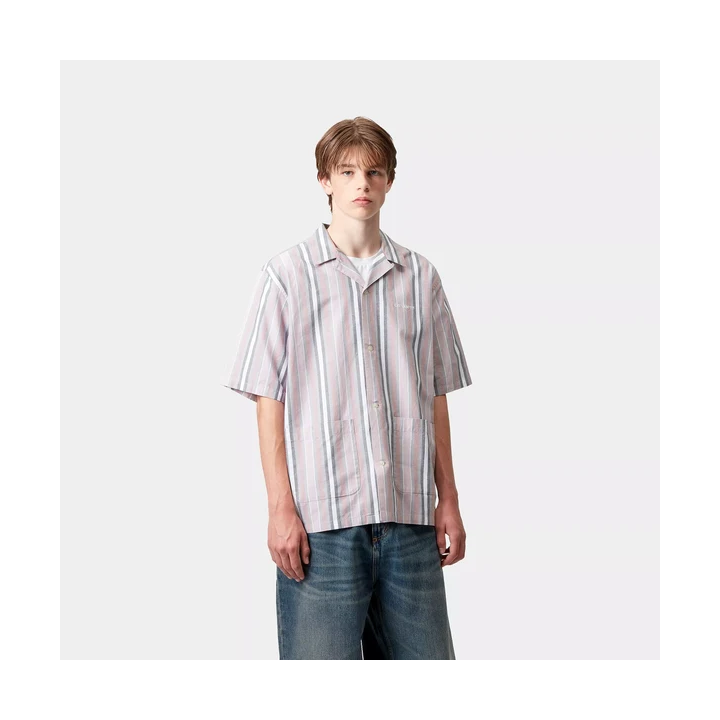 Carhartt Shirt Folsey Stripe, Hortensia / White- I035154
