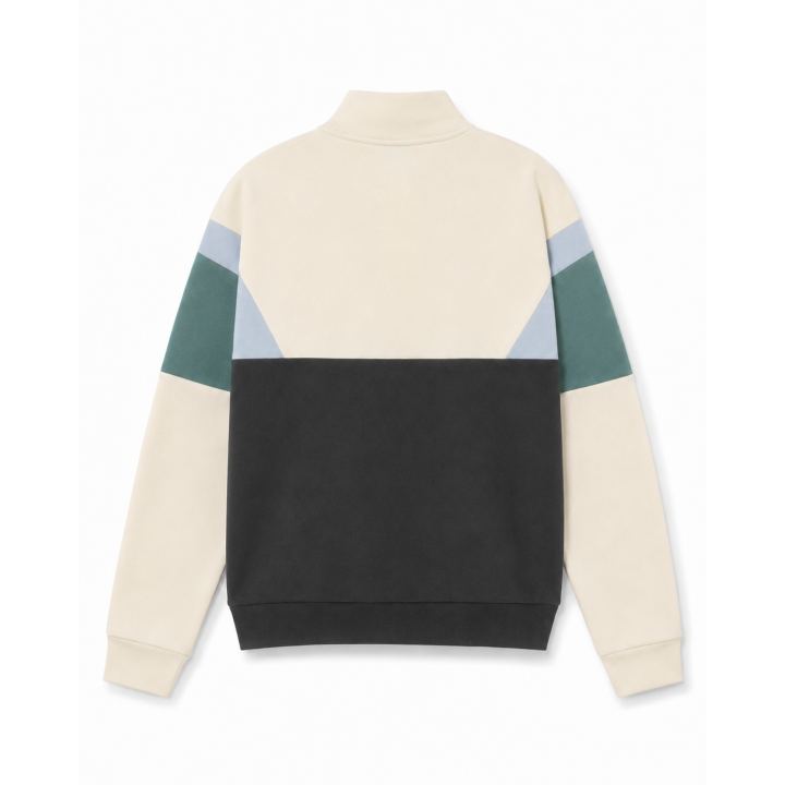 KAOTIKO CREW ARTHUR SWEATSHIRT IVORY/BLACK/NIAGARA - AT087-01-G002