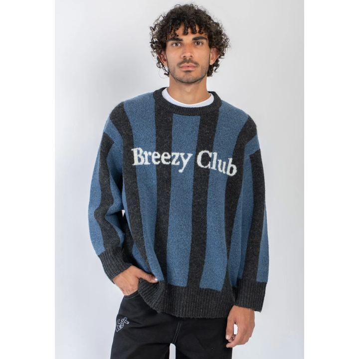 KAOTIKO BREEZE CLUB STRIPED SWEATER BLACK/NAVY - AT004-01-1910
