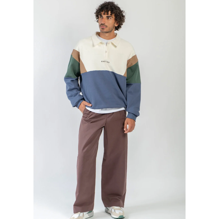 KAOTIKO CREW POLO HARRY IVORY/BROWN/GREEN/BLUE - AT038-01-G002