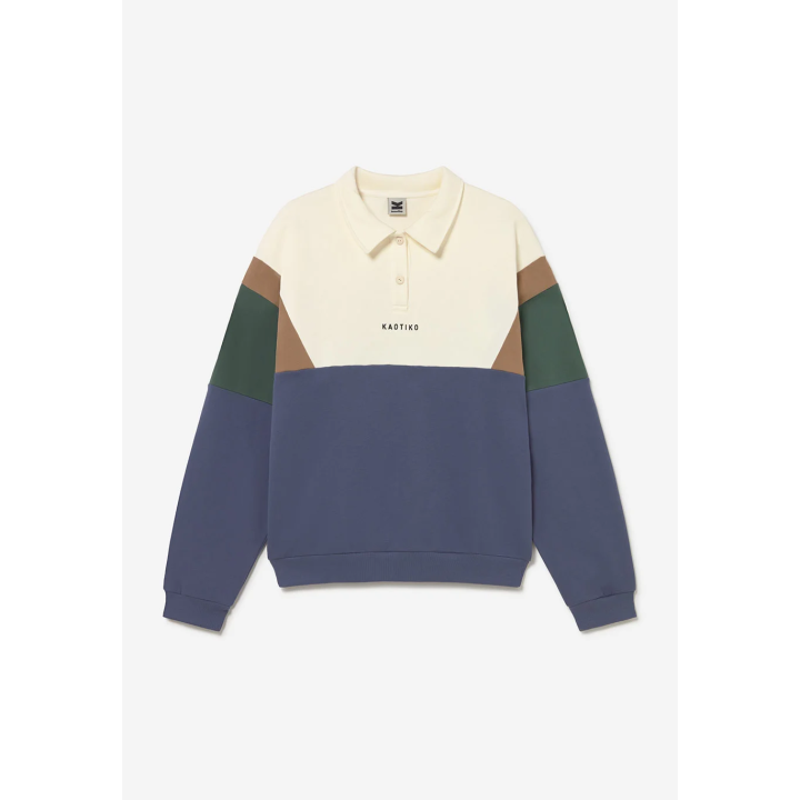KAOTIKO CREW POLO HARRY IVORY/BROWN/GREEN/BLUE - AT038-01-G002