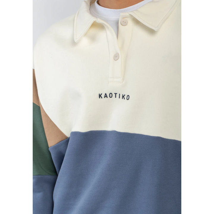 KAOTIKO CREW POLO HARRY IVORY/BROWN/GREEN/BLUE - AT038-01-G002