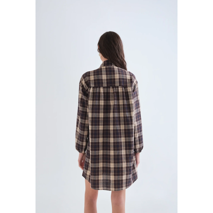 Compania Fantastica Brown Plaid Short Dress - 63C/11035