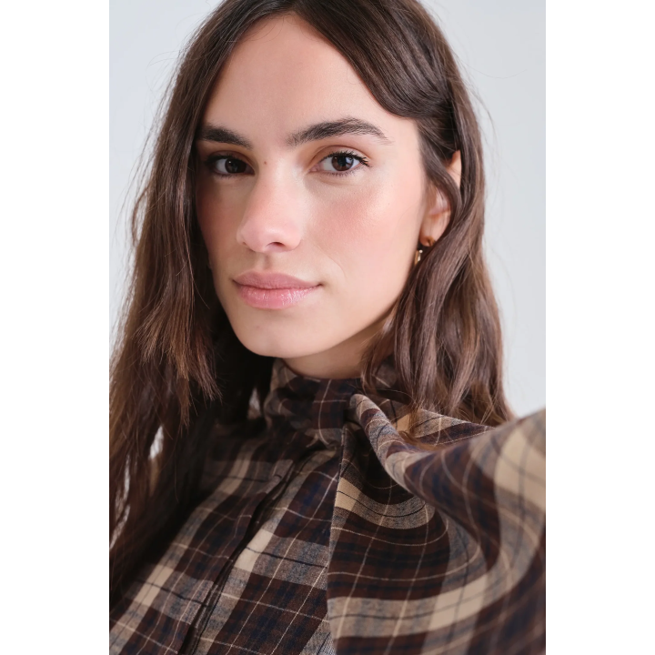Compania Fantastica Brown Plaid Short Dress - 63C/11035