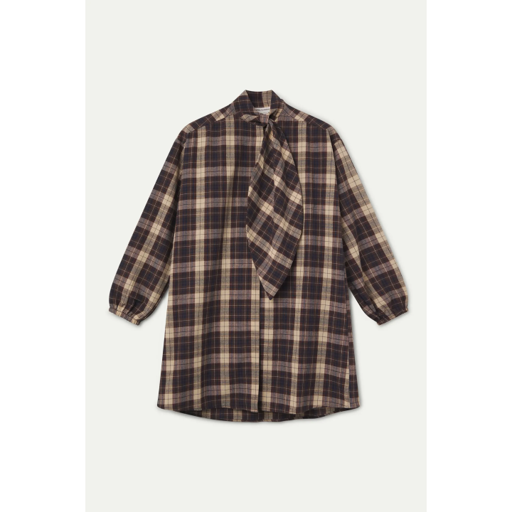 Compania Fantastica Brown Plaid Short Dress - 63C/11035